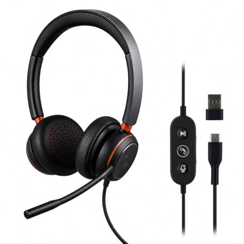 T'nB - Cuffie Professionali con Cavo Ottimizzate per Teams USB-A e USB-C ACTIV400S, Doppio ENC Anti Rumore, Microfono Intelligente, Busy Lights, Telecomando Retroilluminato, Nero