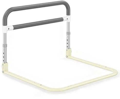Helangel Bed Rails for Elderly Adults, Foldable Bed Guard, 63 x 56cm Bedside Assist Handrail, Bed Safety Rail Adjustable Height 37-45cm for King, Queen, Full & Twin, Both Sides (Large)