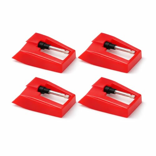 4 agujas para tocadiscos, agujas para tocadiscos, pastillas, tocadiscos, bolígrafo, tocadiscos, aguja, accesorio de repuesto para tocadiscos (rojo)