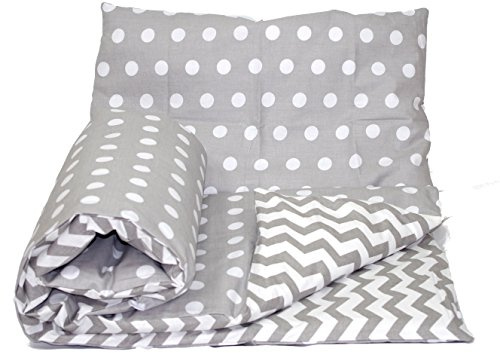 Baby's Comfort REVERSIBLE 2pcs baby bedding set DUVET/QUILT COVER + PILLOWCASE (120x90cm for cots and cotbeds, 2 - Grey spots/grey chevron)