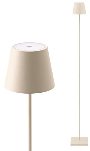 SIGOR Nuindie Stehleuchte - Dimmbare LED Akku-Stehlampe Indoor & Outdoor, IP54 spritzwassergeschützt, Höhe 120 cm, aufladbar mit Easy Connect, 12 h Leuchtdauer, dünenbeige