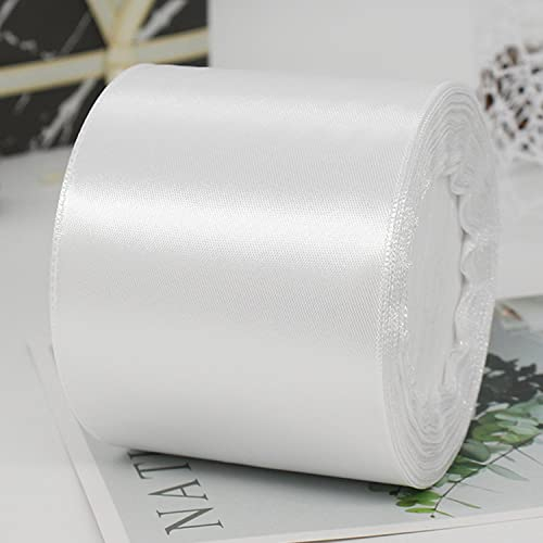 CC wonderland zone Satinband Weiss 25m lang x 100mm breit Dekoration Geschenkband,Weiß Schleifenband Dekoband Stoffband für Hochzeit