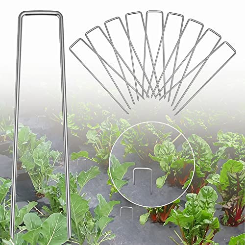 BTORER 6 Inch Garden Landscape Staples Stakes, 10Pcs Galvanized Garden Stakes Heavy Duty Metal Ground Garden Pegs for Securing Lawn Fabric Weed Control Fabric Irrigation Tubing