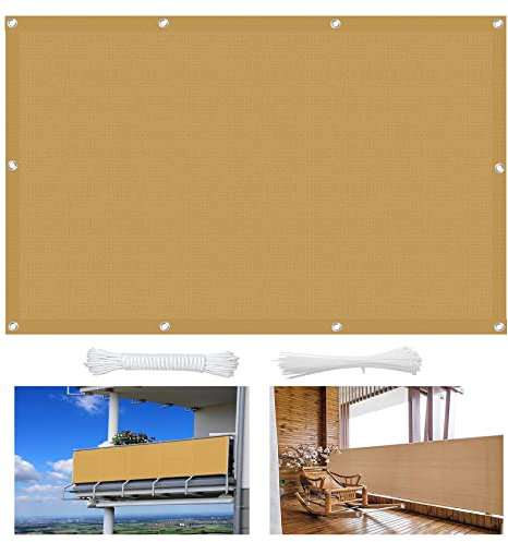 Sonnensegel Rechteck 6 x 8 m luftdurchlässig, wasserdurchlässig Sonnensegel quadratisch Kostenlose 1 × 5m Seile für Terrasse Balkon Garten, Khaki