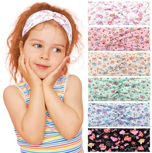 6pcs Bandeaux Large Cheveux Fille Headband Serre Tête Élastique Forme Papillon Dessin Animé en Tissu Vert Bleu Rose Noir Jaune Bandeau de Course Yoga Sport Accessoires de Coiffure Maquillage