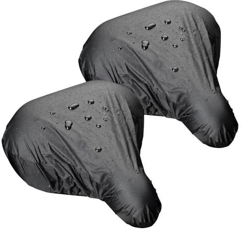 Royouzi 2 StüCk Sattelschutz PVC Wasserdicht Fahrrad Fahrradsattel Regenschutz Leicht Zu Tragen Und Passend FüR Meisten FahrräDer Wie Rennrad Mountainbike Und Trekkingrad - Schwarz