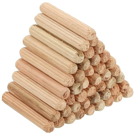PATIKIL 3/16 x 1-5/32(5 x 30mm) Wood Dowel Pins, 120 Pack Fluted Wooden Dowel Pin Straight Groove Rods for Furniture Door Art Crafts Projects