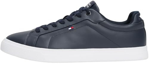 Tommy Hilfiger Uomo Sneakers Court Icon Flag Essential in Pelle, Blu (Desert Sky), 41