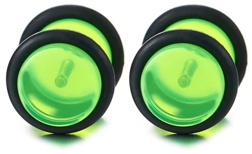 10MM Verde Neon Cerchio Orecchini da Uomo Donna, Finto Dilatatore Fake Cheater Plug Gauges, Acciaio, 1 Paio