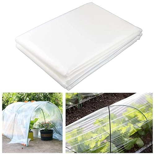 Hikrxya 2 x 6M Plasticos para Invernaderos Transparente - Espesar Polietileno de Efecto Invernadero de Plastico Película Transparente de Protección Las Plantas Láminas Jardín
