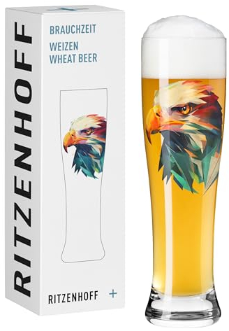 RITZENHOFF 3481014 Weizenbierglas 500 ml Serie Brauchzeit - Tier Motiv Adler, Digitaldruck mehrfarbig - Made in Germany
