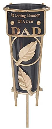Grave Vases with Spike Grave Ornaments - Memorial Plaques/Black Vases Flower Holders with Personalised Quotes; Metal Spikes Grave Decorations in Loving Memory of your Loved Ones (Dad)