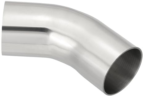 PATIKIL 45 Degree Bend Elbow, 2 1/2inch OD Sanitary Exhaust Pipe Elbow Intercooler Pipe Mandrel Elbow Connector Tube for Welding Brewery Equipment HVAC Stair Handrail, 1 Pcs