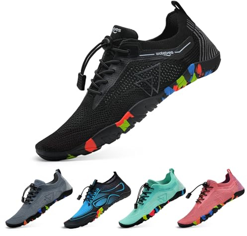 WateLves Zapatos de Agua para Hombres y Mujeres,Secado Rápido,Antideslizante,para Playa,Buceo,Surf,Deportes Acuáticos,Senderismo,Yoga,Uso Diario,Tallas Triángulos Negros 43 EU