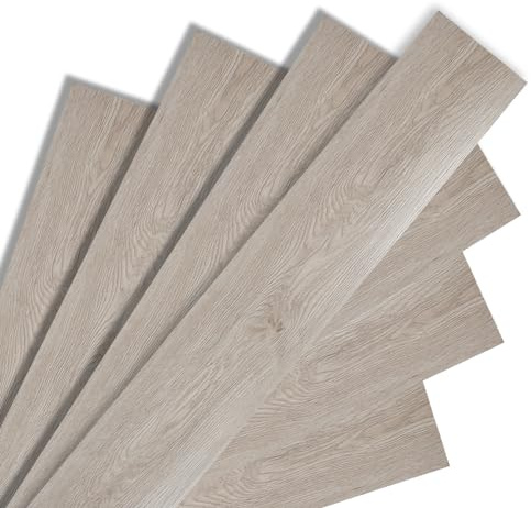 Peviasot PVC-golvbeläggning självhäftande, 91,5 cm x 15,2 cm tjocklek 1,5 mm vinylgolv, självhäftande vinylkakel, 2 m²/14 plattor, golvplattor, halkfria, vattentäta skärbara (vit oak)