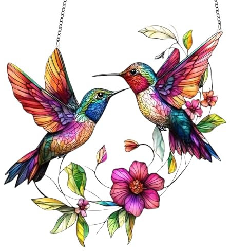 LUMOOM Décoration de fenêtre à suspendre, attrape-soleil, pendentif oiseau en acrylique, décoration de fenêtre moderne, colibri, attrape-soleil, attrape-soleil, décoration de printemps, à suspendre
