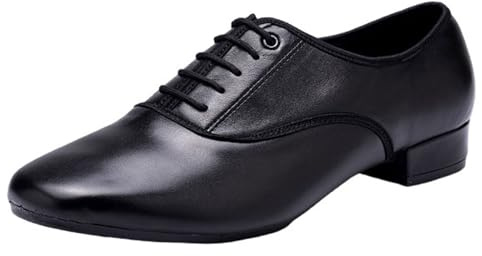 Viaoragiosa Zapatos Baile Latino para Hombre Transpirable,Zapatos Baile Hombre,Zapatos de Baile estándar para Hombre Modernos y clásicos Latinos,Suelas De Ante,con Cordones,for Baile Social