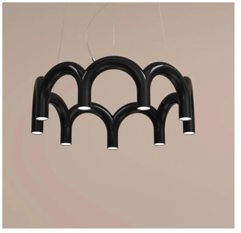 Genérico Lámpara de Techo LED Moderna con Arco Redondo, Colgante de Lustre, Ideal for Restaurante, Dormitorio y Sala de Estar.(Black D65CM)