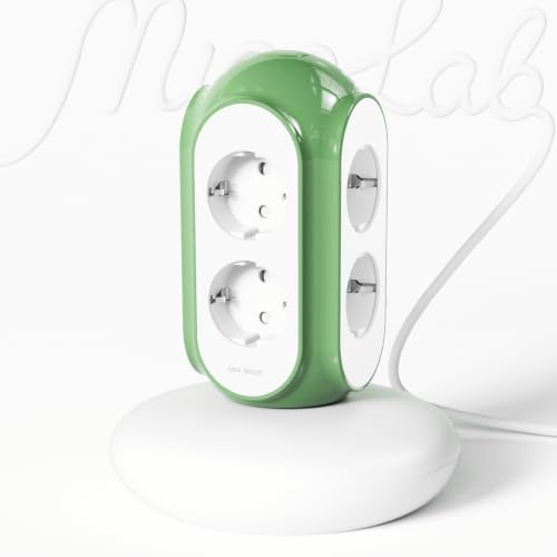 MiaoLab Tower Power Strip med 6 AC-uttag, 3680W/16A, 1420J Surge Protector, 479 g viktbas, 6,5 ft tung förlängningssladd, inbyggt överladdningsskydd, perfekt för kontor, sovrum och kök