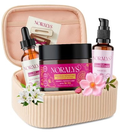 Noralys - Coffret beauté femme – Routine cheveux complète avec masque, huile et soin finition – Idée cadeau beauté bien-être – Coffret soin cheveux nourrissant – Cadeau femme original