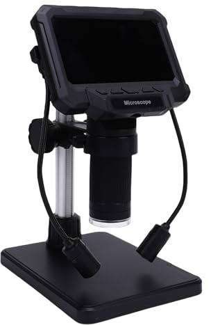 Denash Microscopio Digital de 4,3 Pulgadas, Aumento de 1000X, Pantalla HD 1080P con Cámara de 10 MP, 8 Luces LED para Sellos de Monedas, Joyería, Inspección, Soldadura, Reparación de