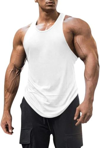 Runcati Tank Top Men's Sleeveless Shirt Gym Fitness Muscle Shirt Men Plain Lightweight Undershirt Summer Undershirt Slim Fit Bodybuilding Functional Shirt