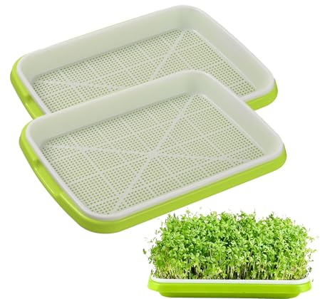 HAYGEM 2 Pezzi Vassoio per Piantine Idroponico, Rettangolare Germogliatore Senza BPA, Germogli Semenzaio Rete a Doppio Strato, Adatto per la Germinazione dei Semi e la Coltivazione di Microverdure