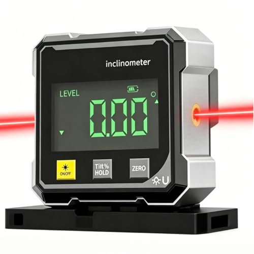 Digital vinkelmätare, digital vinkelsökare med laser, magnetisk vinkelmätare, stor display, digitalt vattenpass, mätverktyg med hög precision för träarbete och bordssågar konstruktion, dekoration