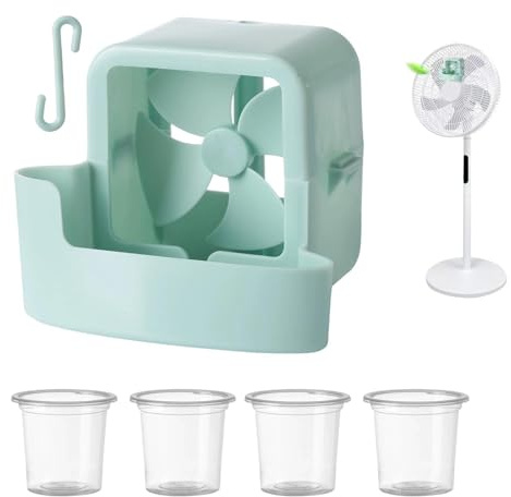 Ice Pack Holder For Fan,No Drill Hanging Fan Cooler With 4 Reusable Ice Cup | Cooling Pack Holder For Pedestal Fan, Ice Pack Clip Attachment For Floor & Desktop Fans For Summer Floor Desktop Home Office