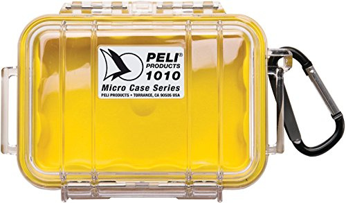 Peli 1010 Liten Skyddslåda För Känsliga Komponenter, IP67-Klassad, 0,1 Liters Kapacitet, Tillverkad I USA, Genomskinlig/Gult Foder