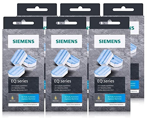 Förpackning med 6 avkalkningstabletter 2-i-1 för helautomatiska kaffemaskiner/Siemens EQ.series TZ80002
