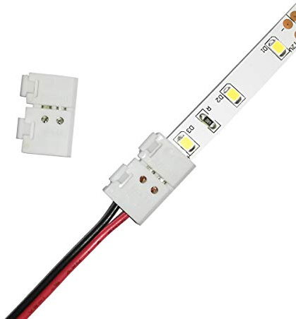 Biantie La 6A Rated 8mm LED Strip Connector, Solderless Reusable 2 Pin Terminal for Single Color Tape Lights, 20 Pack White DIY Joiner for 22-20 AWG Wire, 12V 24V