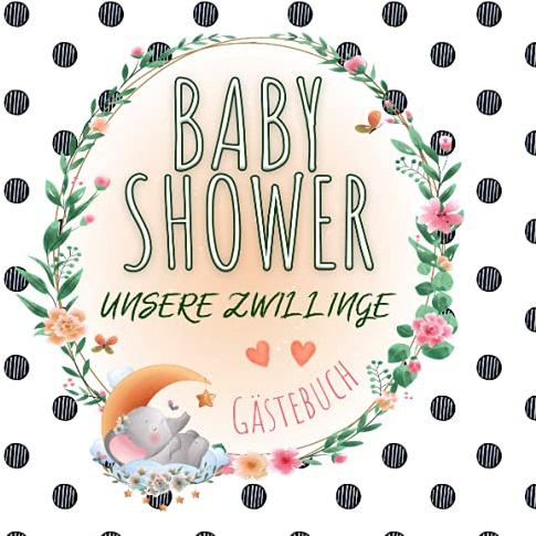 BABY SHOWER FÜR ZWILLINGE GÄSTEBUCH: Babyparty Gästebuch ✦ Mit Farbe ✦