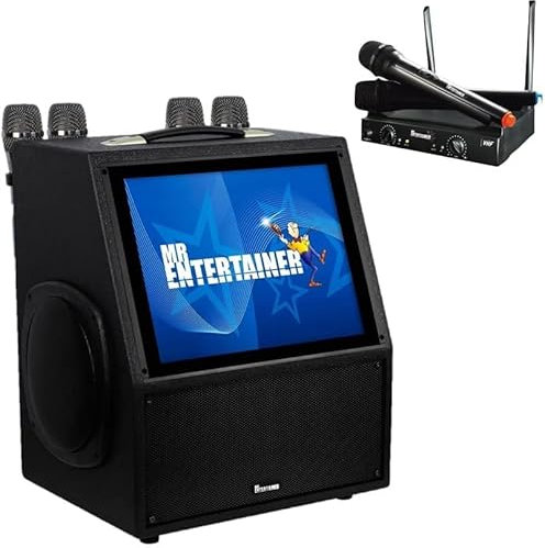 Mr Entertainer Digibox Pro. Portable Touch Screen Karaoke Machine and Media Player (6 x Wireless Microphones)