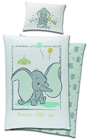 Ropa de cama de bebé de algodón Disney Dumbo 90 x 120 cm + 40 x 60 cm