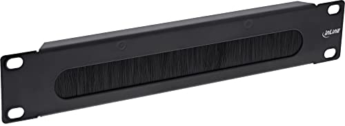 InLine 19109G 10 kabel genomföringsplatta med borste, 1HE, RAL 9005 svart