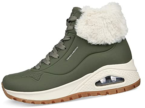 Skechers Femme Uno Rugged Fall Air Fashion-sneakers, Olive Durabuck Faux Fur, 37 EU