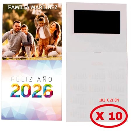 Calendario 2026 Personalizado con Imagen/Logo con Imán. Calendario Magnético con Faldilla. Incluye Festivos y Santoral. Packs de 1,5,10,20. Regalo para Clientes, Empresas (10 unidades, 10x10)