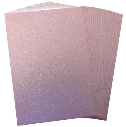 Roséguld glitterpapper A4 250GSM 20 ark dekorativt papper glittrande kort papper handprojekt.