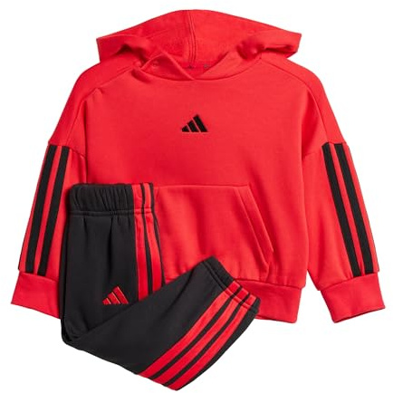 adidas Mixte bébé ESSENTIALS HOODED JOGGER, Pure Ruby/Black/Black, 6-9 Months