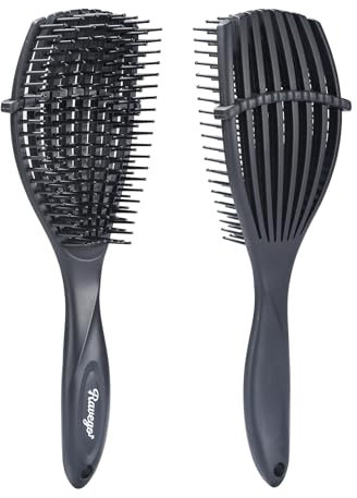 RAVEGO Haarbürste, Entwirrbürste für Naturhaar für Verworrenes, Welliges, Lockiges Haar, ideal für nasses/trockenes Haar, Glätten, Massieren und Entwirren (Schwarz)