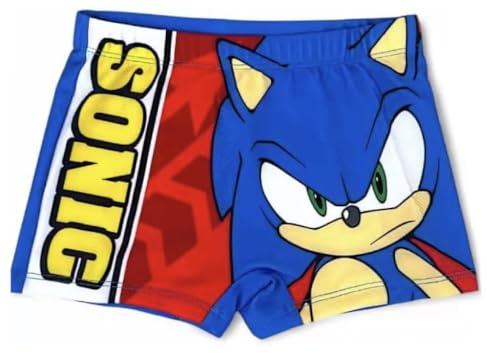 eplusm Sonic The Hedgehog - Costume da bagno per ragazzi e bambini, ad asciugatura rapida, traspirante, 104/110 116/122 128/134, Blu, 104 cm-110 cm
