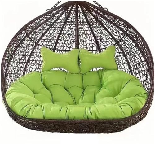 2-sits äggstol gungkudde utomhus, 2 personer hängande äggstolskudde, dubbel hängande korg stolskudde, hängande hängstol kudde ersättning (endast Cush (storlek: 130 x 110 cm, färg: aqua-grön)