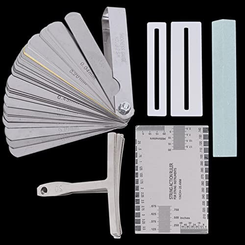 Umfassendes Gitarren -Werkzeug -Set mit Hochwertigem Edelstahl -Stahl -Saiten -Action -Lineal Sander Radius Gauge und Fingerbrettwächter für E -Gitarrenbass -Banjo -Mandolinen -Fans