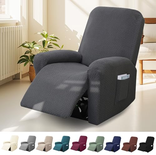 BOUFEIDA Funda para sillón de 4 Piezas, Funda elástica con Bolsillos para sillón Relax de 1 Plaza, Funda Protectora para sillones de televisión y sillones Relax, Antideslizante