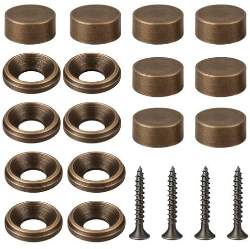simarro 8Pcs Decorative Screws with Caps, Brass Screw Covers Caps Self Tapping Screws Fasteners Brass Upholstery Tacks for Mirror Furniture Cabinet Doors and Windows Fixing