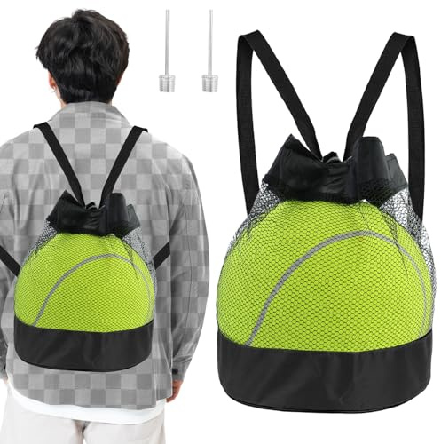 Rete da pallone, da calcio, Sacca da Pallone e Rete da Calcio, in rete, multiuso, per sport, spiaggia, palestra, zaino, portatile, per pallacanestro, tennis, pallavolo, con 2 aghi