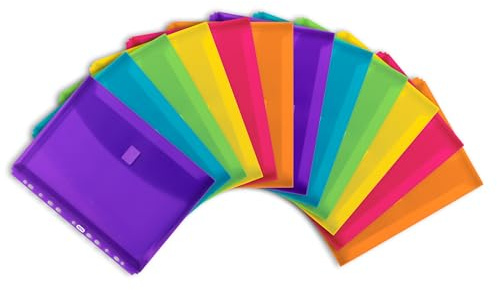 Elba Dokumenten-Mappen A4, Taschen mit Klett-Verschluss, zum Abheften, 6 Farben, 12 Stück