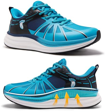Men's Orthopedic Soft Road Running Shoes: Plantar Fasciitis Arch Support Diabetic Pain Relief Flat Feet Trail Sneakers, Comfortable Outdoor Cycling Casual Athletic Tennis Walking Shoes Blue Size 10.5