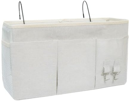 SZLIFE Borsa portaoggetti da appendere al comodino con tasche multiple, organizer da appendere al comodino per piccoli giocattoli, porta riviste, bagno, Bianco
